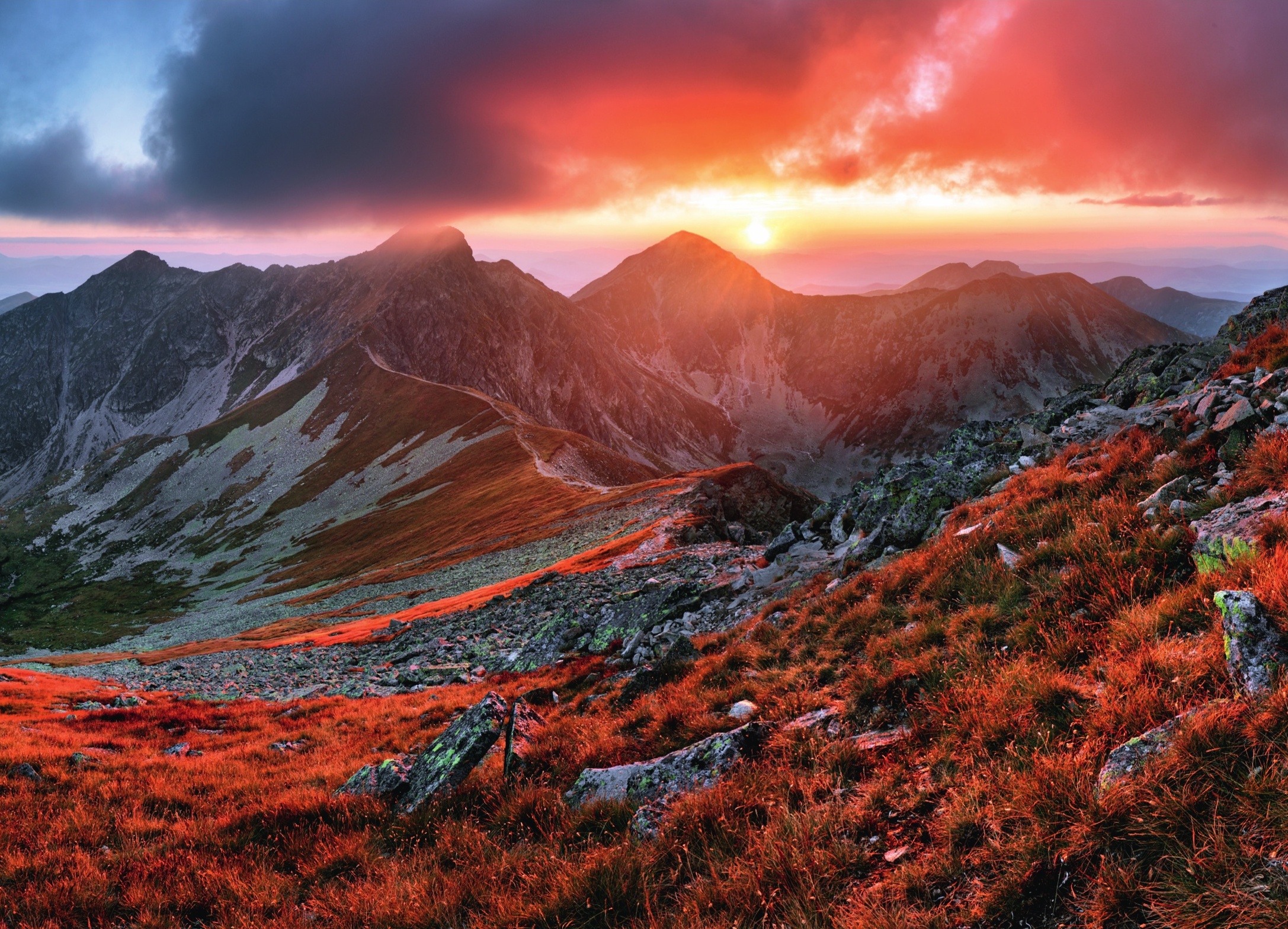 Mountain landscape at sunrise
